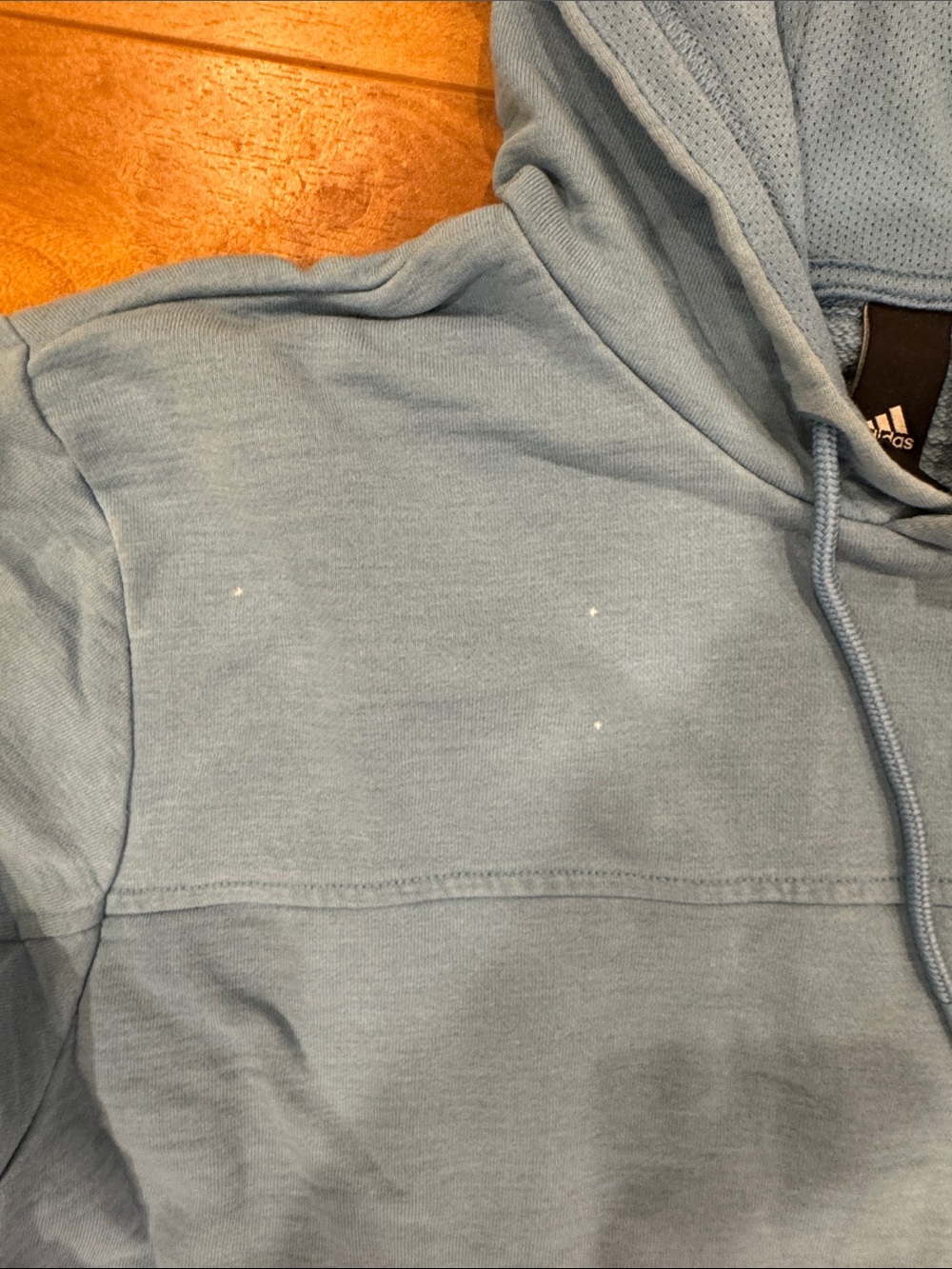 adidas Light Blue Hooded Sweatshirt with White Three-Stripe Accent - Picture 3 of 3